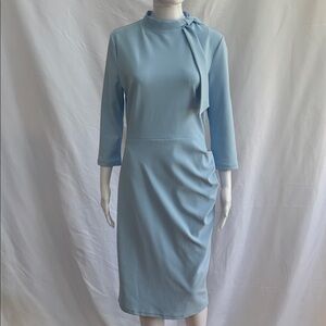 Miusol Light Blue Tie Neck Sheath Dress - Size L